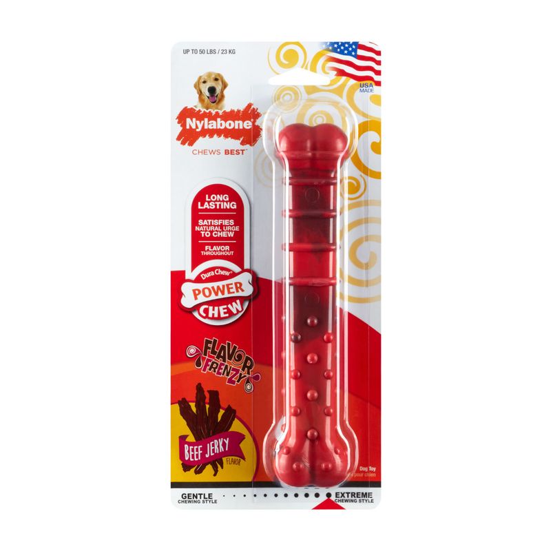 Nylabone Extreme Textured Denta Bone with beef jerky flavor Size M: L 14 x W x H 4 x 2.5 cm