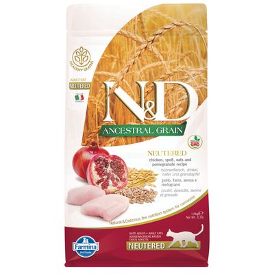 N&D Cat Ancestral Grain Chicken & Pomegranate Neutered 1.5 kg