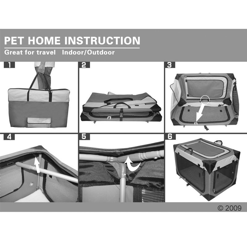 Portable Pet Home M: 76 x 50.5 x 48cm (L x W x H) - Grey
