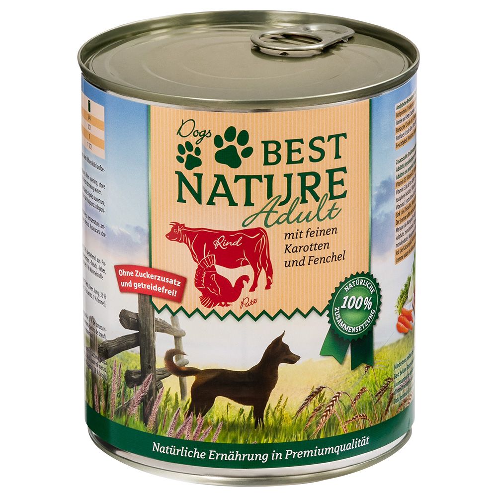 Best Nature Adult Dog 6 x 800g Beef, Rice & Safflower Oil