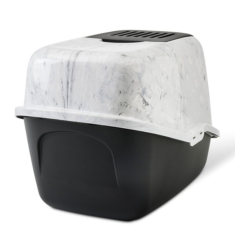 Savic Nestor Marble Cat Litter Box marble white-grey / black