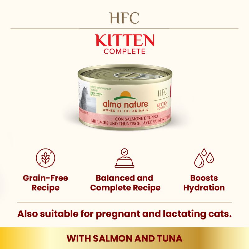 Almo Nature HFC Kitten Complete 6 x 70g Salmon with Tuna