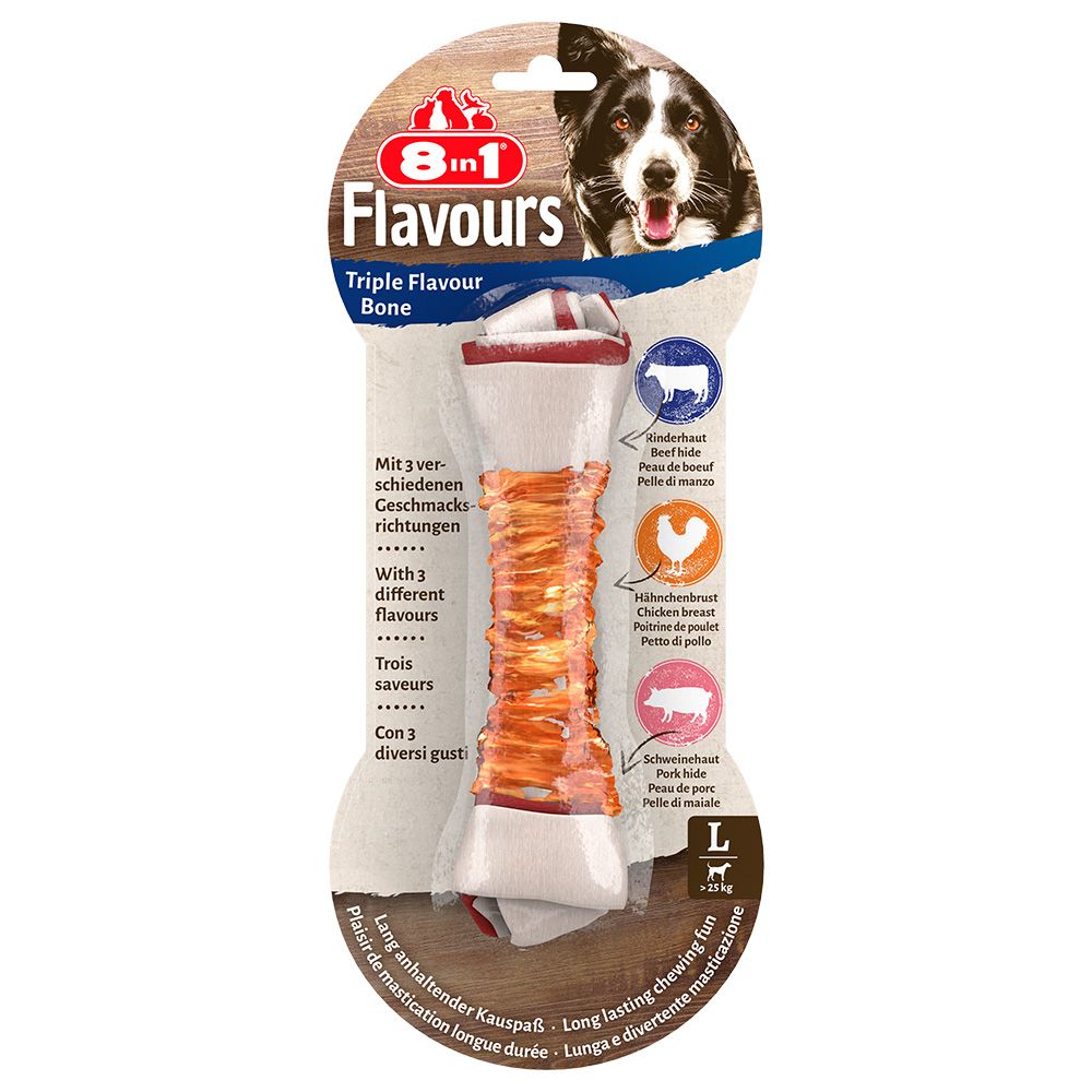 8in1 Triple Flavour Chew Bones L 85g