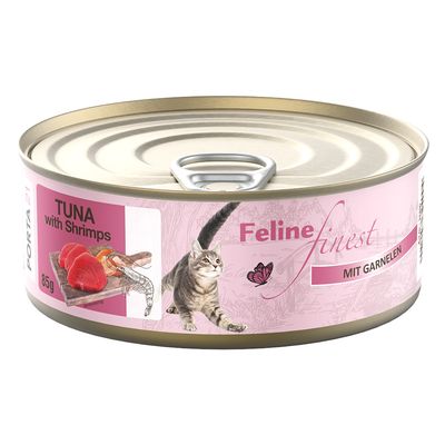 Feline Finest Cats Wet Food 6 x 85 g Tuna with prawns
