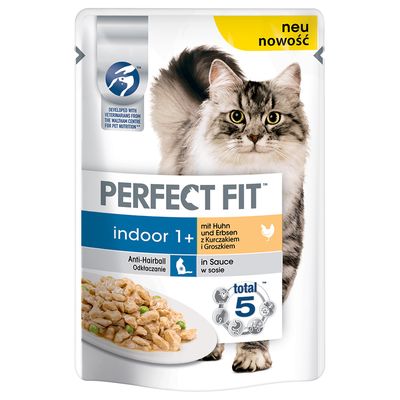 Perfect Fit Indoor 1+ Pouches Chicken & Peas (12 x 85g)