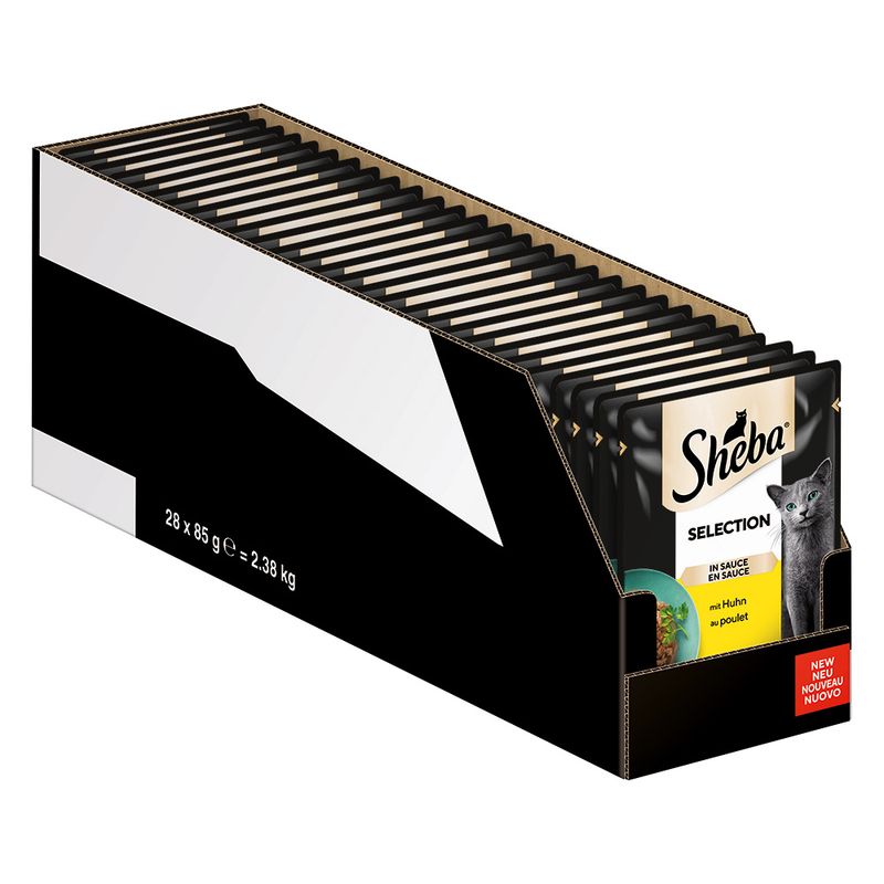 Sheba Pouches Varieties Mega Pack 56 x 85g Select Slices in Gravy with Chicken