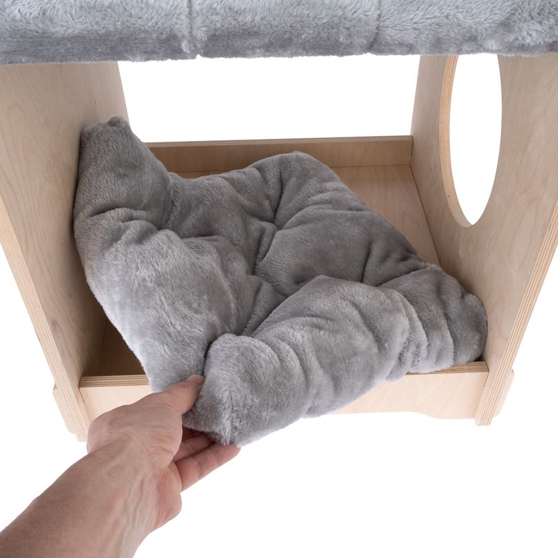 Natural Paradise Mimosa Cat Den Natural wood with cream cover