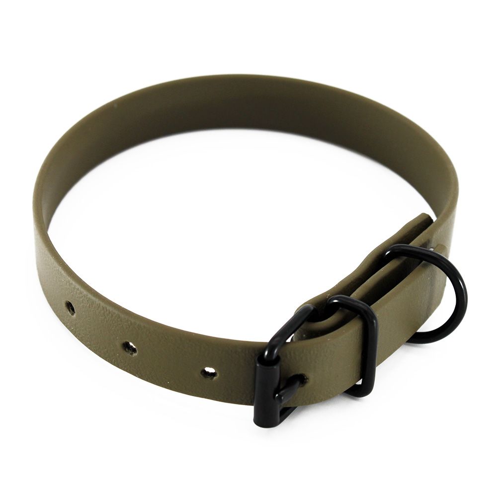 Home BioThane collar, olive 28 - 35 cm neck circumference, W 19 mm