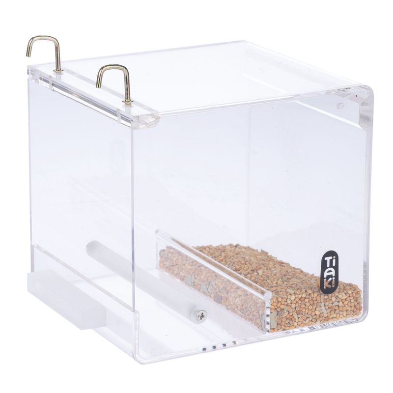 TIAKI No-Mess Acrylic Bird Feeder Size S: 13 x 14 x 13cm (L x W x H)