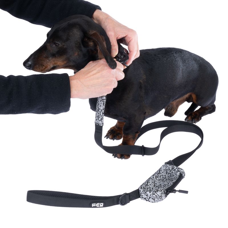 TIAKI Reflective Dog Lead with Poop Bag Holder 120 - 160 cm Length, 20mm Width