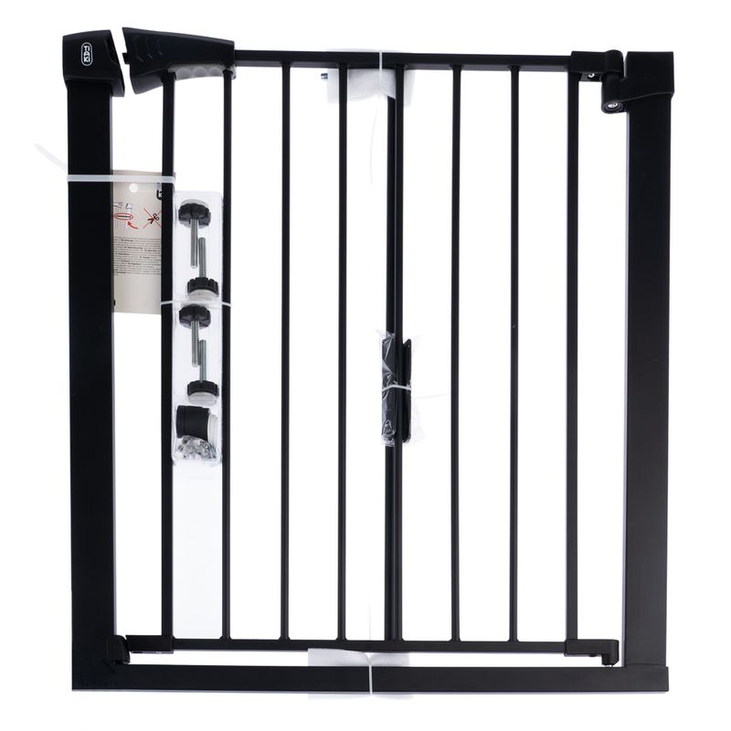 TIAKI Black Dog Gate with 7 cm Extension Height 76 cm, width 75 to 82 cm