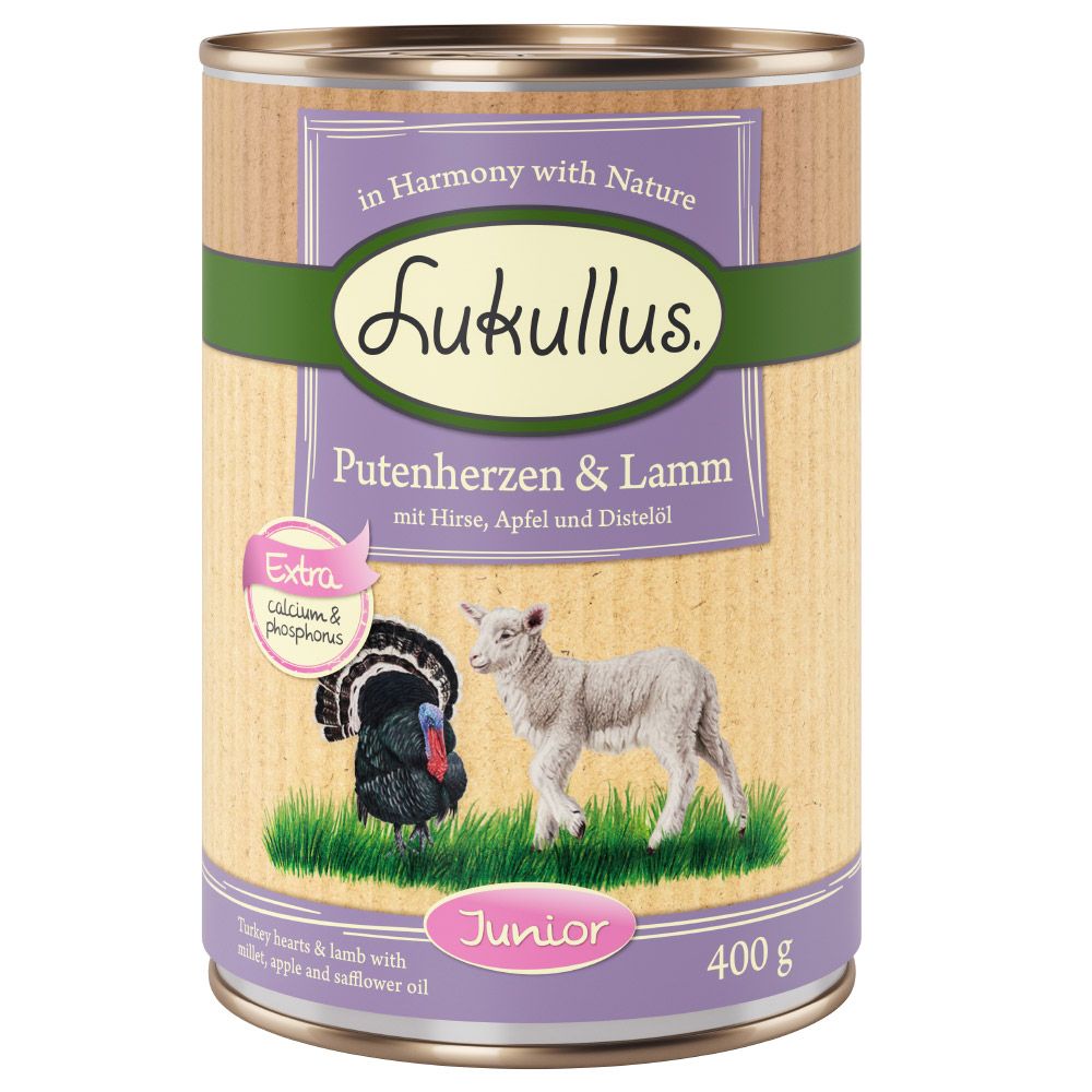 Lukullus Junior Turkey Hearts & Lamb 6 x 400g