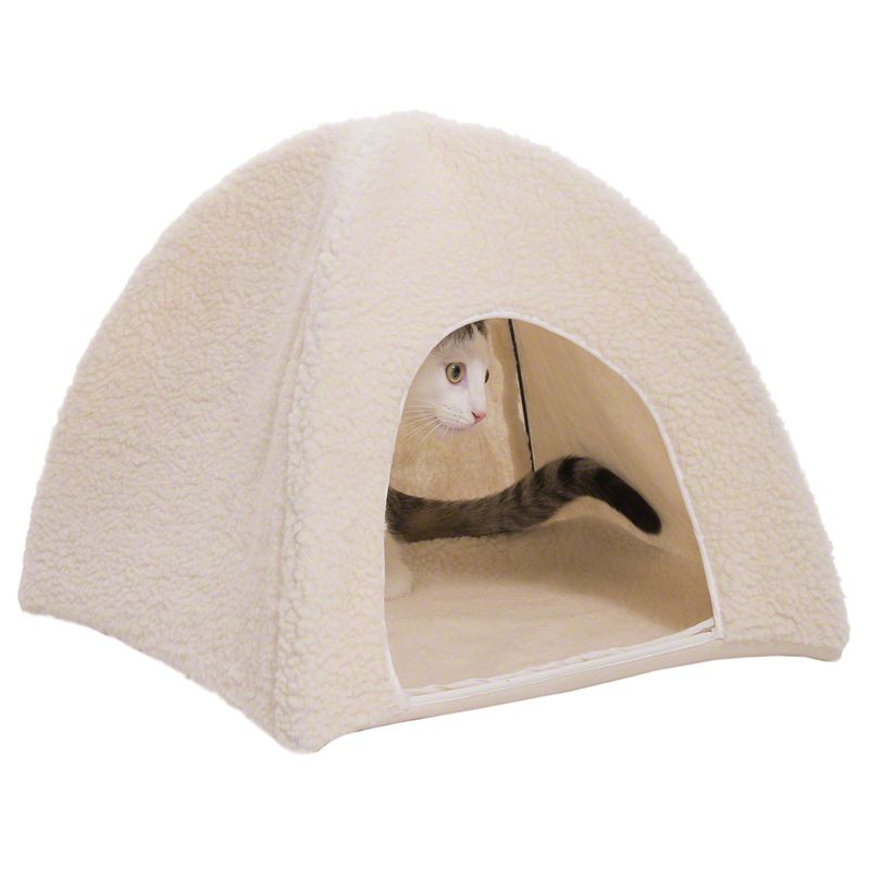 Fleecy Sheepskin Cat Den 43.5 x 43.5 x 40cm (L x W x H)