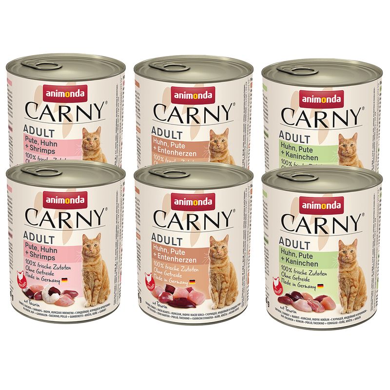 animonda Carny Adult Mixed Trial Pack 6 x 800g Mixed Pack II: Beef & Poultry Selection