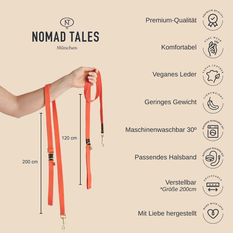 Nomad Tales Bloom Leash, mint 200 cm long, 20 mm wide