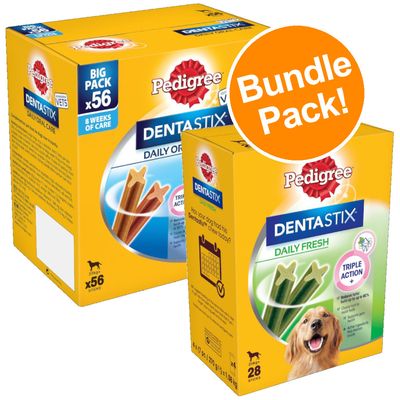 Pedigree Dentastix: 56 Regular & 28 Fresh - Bundle Pack!* Large Dentastix (56 Sticks) & Fresh (28 Sticks)