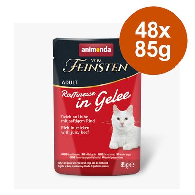 animonda vom Feinsten Adult Raffinesse in Jelly Saver Pack 48 x 85g Rich in Chicken with Beef
