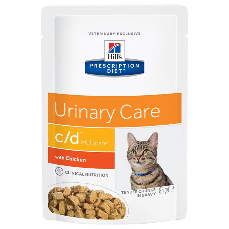 Hill's Feline Prescription Diet Pouches Saver Pack 24 x 85g c/d Urinary Stress Salmon Pouches