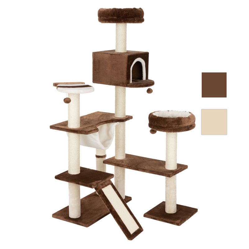 Gingerbread House Cat Tree with Ladder Beige
