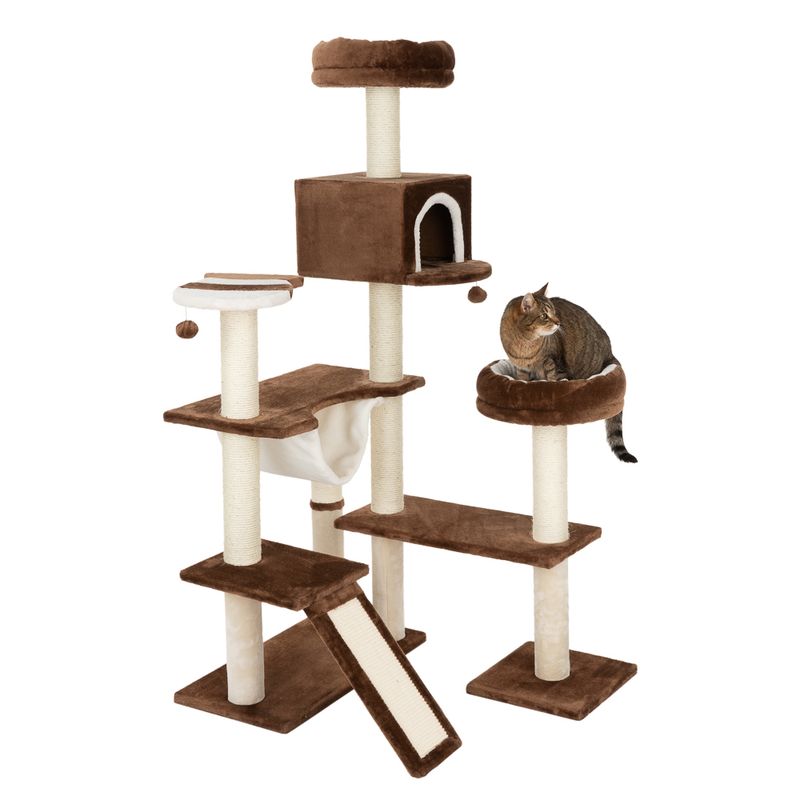Gingerbread House Cat Tree with Ladder Beige