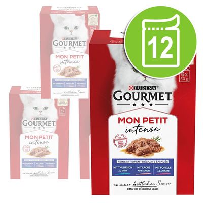 Gourmet Mon Petit Saver Pack 12 x 50g Tuna, Salmon, Trout