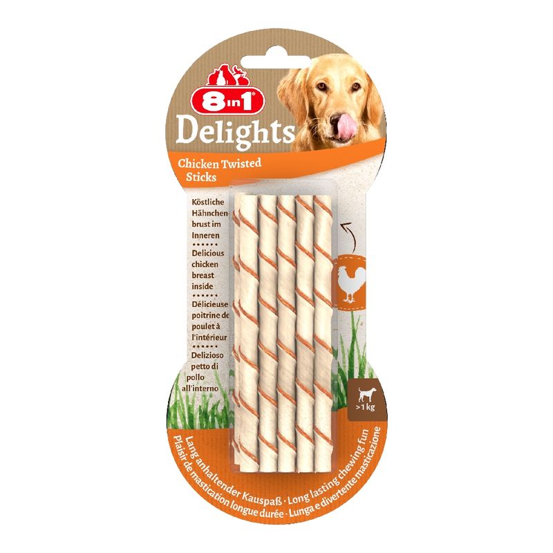 8in1 Delights Twisted Sticks for Small Dogs - Chicken 10 Sticks