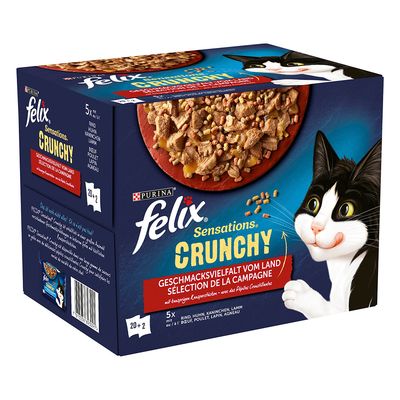 Felix Sensations Crunchy Crumbles 20 x 85g + 2 x 40g Meat Selection