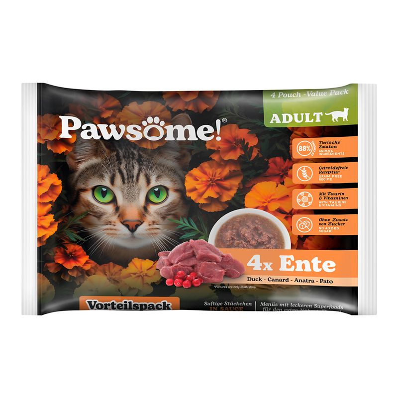 Pawsome Adult Cat Saver Pack 8 x 85g Beef