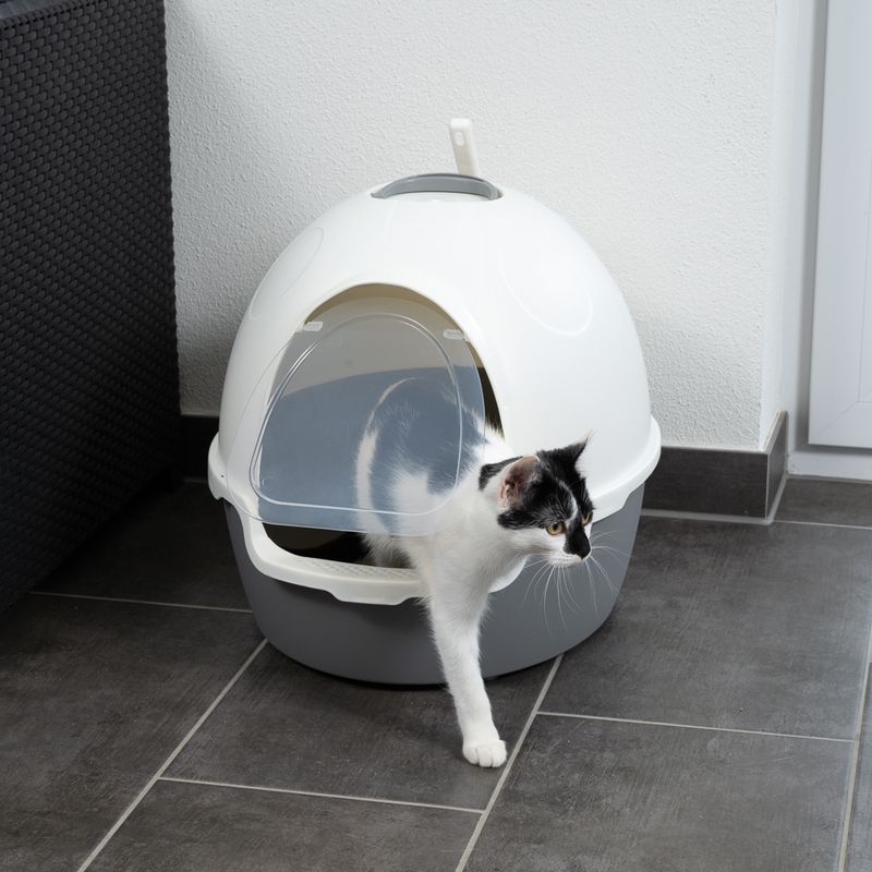 TIAKI Cinder Hooded Litter Tray Dark grey / white