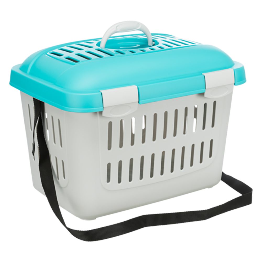 Trixie Midi-Capri Pet Carrier 44 x 33 x 32 cm (L x W x H) (Light Grey/Turquoise)