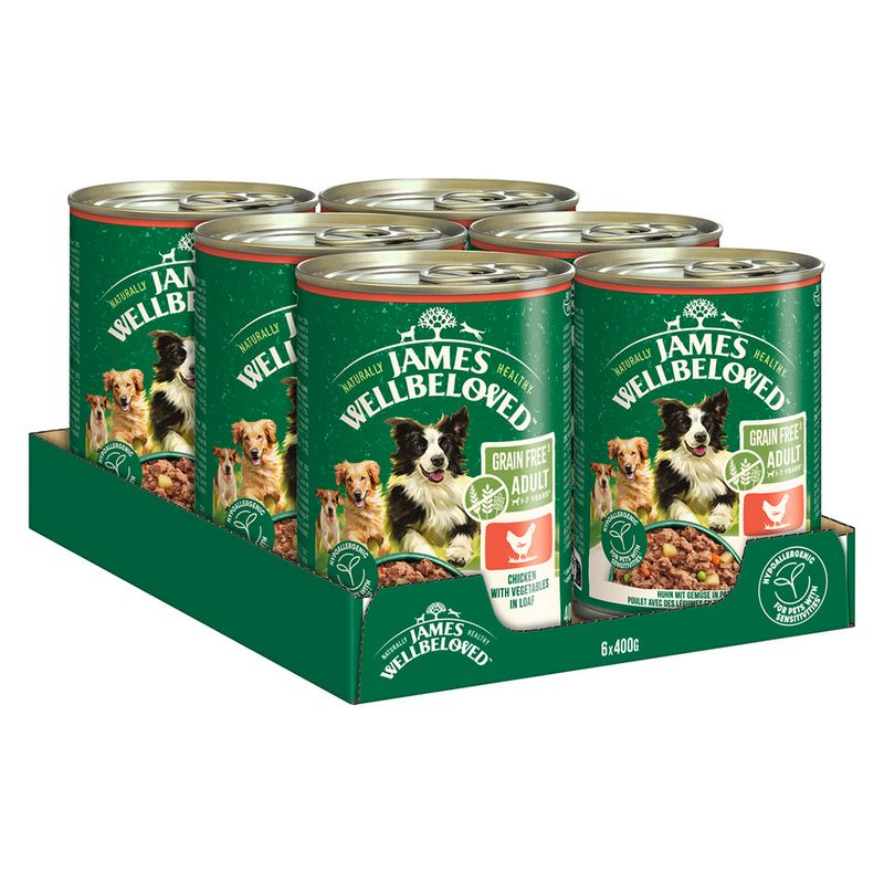James Wellbeloved Adult Dog Grain Free Hypoallergenic Chicken in Pâté 6 x 400g