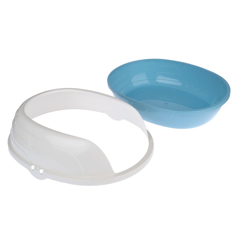 TIAKI Cobby Rounded Cat Litter Tray White / blue