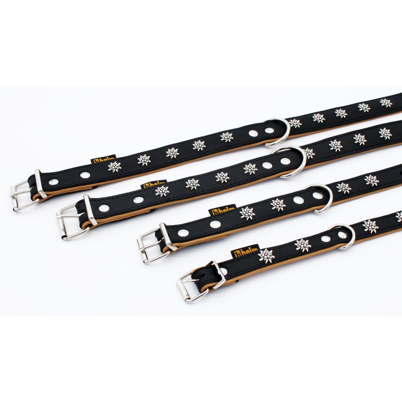 Home Collar Edelweiss, black/nature 24 - 29 cm neck circumference, W 16 mm