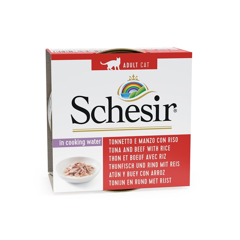 Schesir Natural with Rice 6 x 85g Tuna, Beef Fillet & Rice
