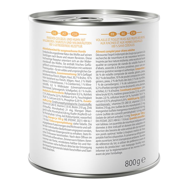 Wolf of Wilderness Adult 6 x 800g - With lots of fresh poultry Mixed Pack: 2x Stony Creek, 2x Sandy Path, 2x Steep Journey