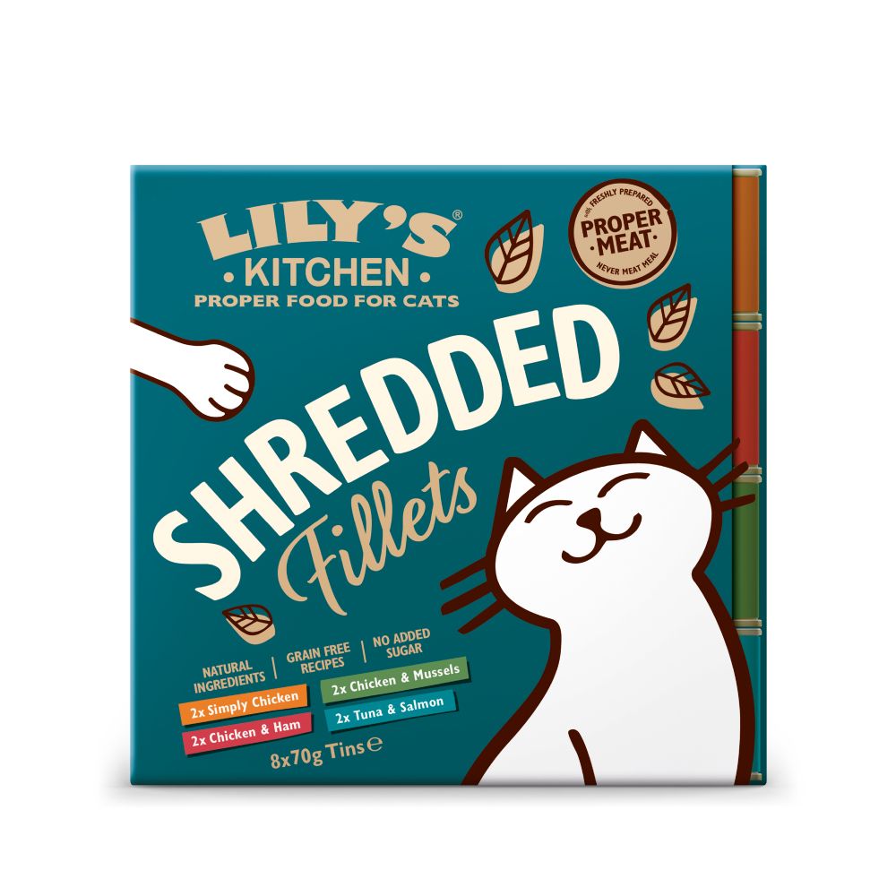 Lily's Kitchen Shredded Fillets for Cats 8 x 70g Mixed Pack in Broth (4 Varieties)