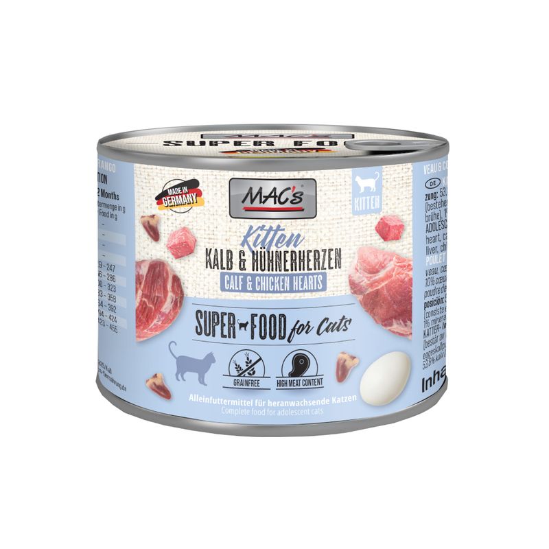 Saver Pack MAC's Cat 12 x 200 g Kitten (veal & chicken hearts)