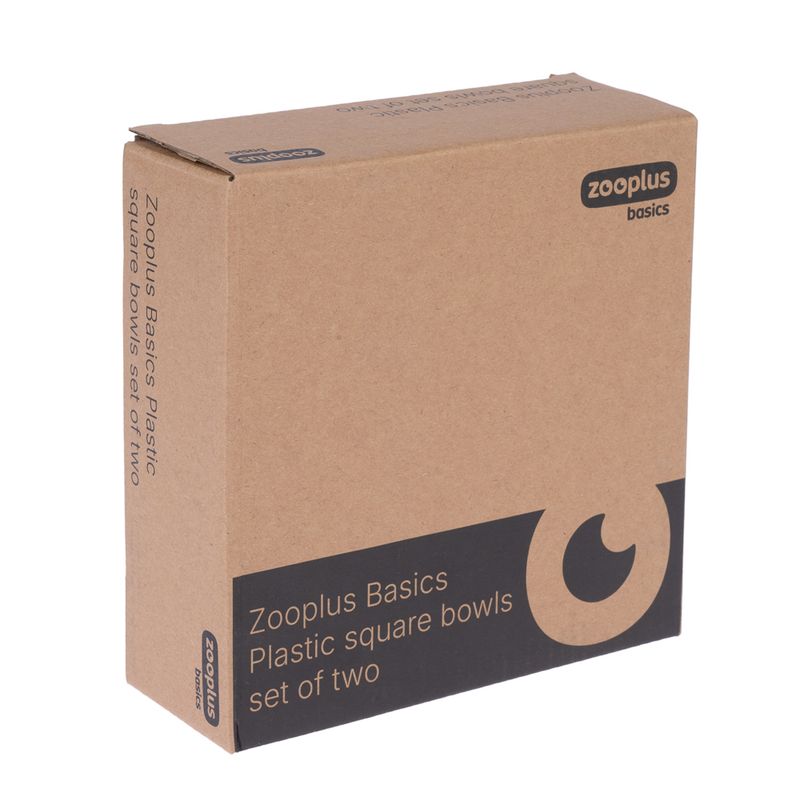 zooplus Basics Plastic Square Cat Bowls 2 x 300ml