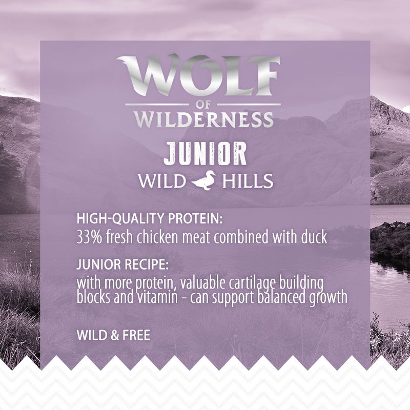 Wolf of Wilderness Junior 'Wild Hills' - Duck 400g