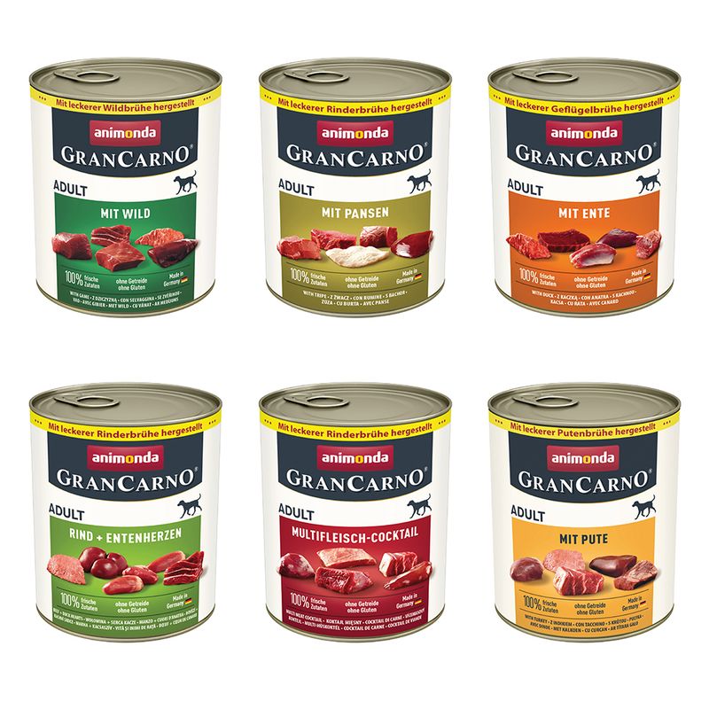 animonda Wet Dog Food + 80g animonda Gran Carno Dog Snack Free! * Adult Multi-Meat Cocktail (6 x 800g) + Meat Chunks - Medium/Maxi Pure Beef (80g)