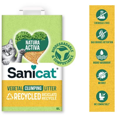 Sanicat Natura Activa Corn Cob Clumping Cat Litter 6l