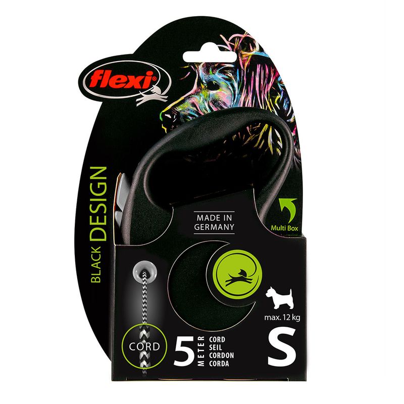 flexi Black Design 5m Rope Lead M: up to 20kg
