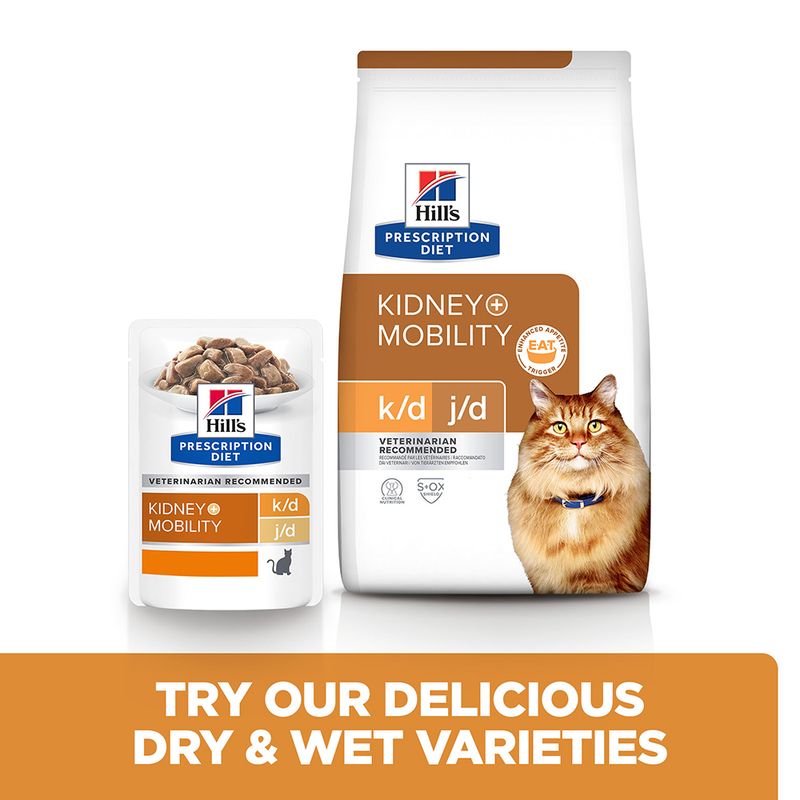 Hill’s Prescription Diet Feline k/d+Mobility Kidney+Joint Care 12 x 85g Pouches