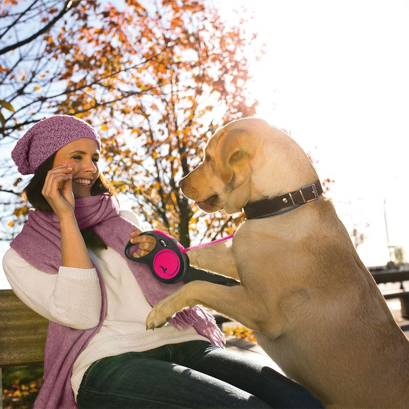 flexi New Neon Pink Harness 5m Lead M: up to 25kg