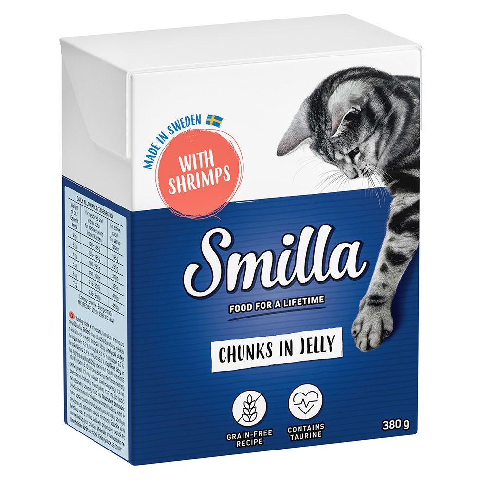 Smilla Chunks Tetra Pak Wet Cat Food Saver Pack 24 x 370g/380g Shrimps in Jelly (24 x 380g)