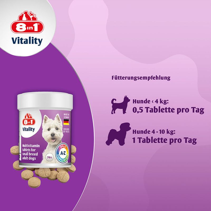 8in1 Vitality Multivitamin Tablets for Small Breeds 70 Tablets