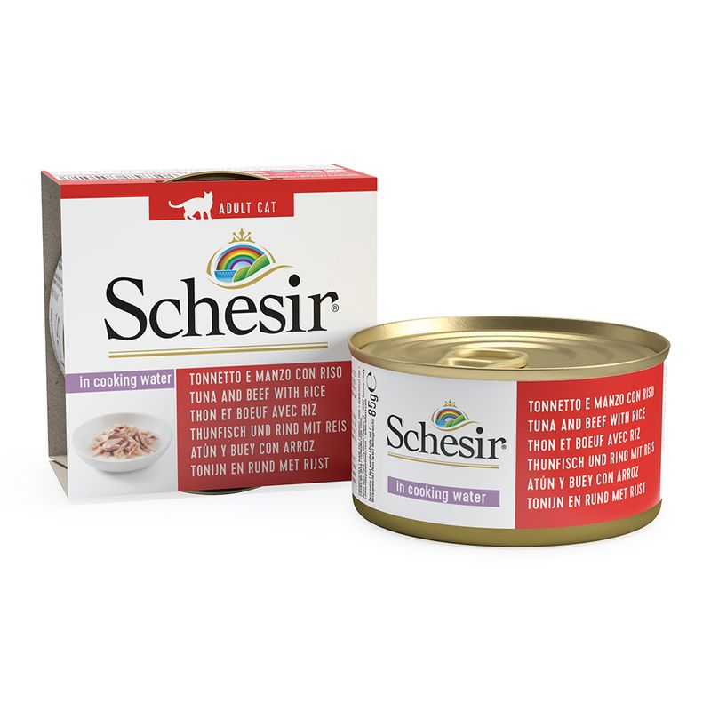Schesir Natural with Rice 6 x 85g Tuna, Beef Fillet & Rice
