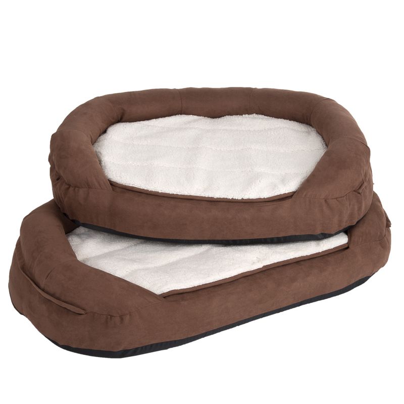 Oval Memory Foam Dog Bed - Brown 100 x 65 x 24 cm (L x W x H)
