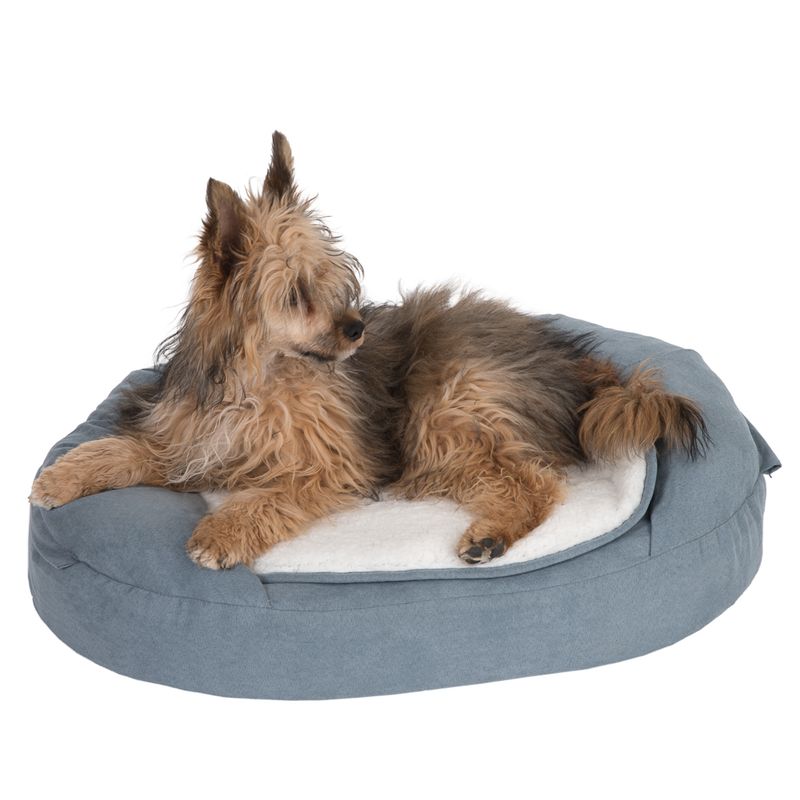 Oval Memory Foam Dog Bed, grey-blue 72 x 50 x 20 cm (L x W x H)