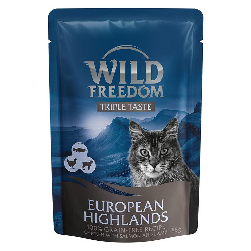 Wild Freedom Triple Taste Pouches 8 x 85g European Highlands (Chicken, Salmon & Lamb)